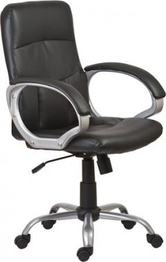 Főnöki szék, műbőrborítás, ezüst színű lábkereszt, "Pittsburg", fekete