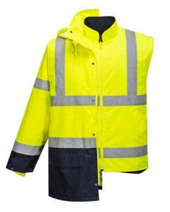 Munkavédelmi kabát, kéttónusú, 5 az 1-ben, L méret "Essential", sárga-tengerészkék