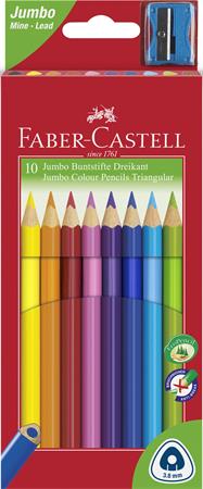 Színes ceruza készlet, háromszögletű, FABER-CASTELL "Jumbo", 10 különböző szín