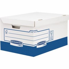 Archiválókonténer, karton, ultra erős, nagy, FELLOWES "Bankers Box Basic", kék-fehér