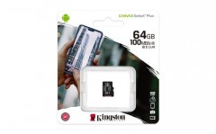 Memóriakártya, microSDXC,64GB, CL10/U1/A1, KINGSTON "Canvas Select Plus"