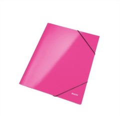 LEITZ Wow gumis mappa, 15 mm, karton, A4, lakkfényű, rózsaszín