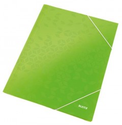 Gumis mappa, 15 mm, karton, A4, lakkfényű, LEITZ "Wow", zöld