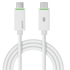 Töltő- és adatkábel USB-C - USB-C 3.1, 1 m, LEITZ, "Complete", fehér