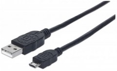 USB - micro USB kábel, 3 m, MANHATTAN