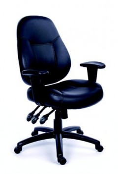 MAYAH Champion irodai szék állítható karfával, fekete bonded bőrborítás