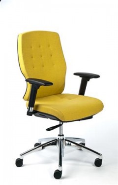 Irodai szék, állítható karfával, sárga szövetborítás, alumínium lábkereszt, MAYAH "Sunshine"