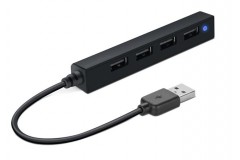 USB elosztó-HUB, 4 port, USB, 2.0, SPEEDLINK "Snappy Slim" fekete