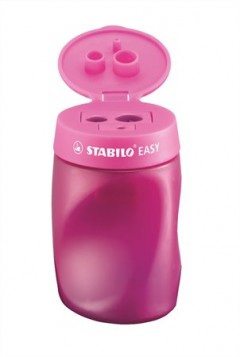 Hegyező, háromlyukú, tartályos, jobbkezes, STABILO "Easy", rózsaszín