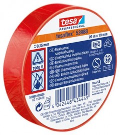 Szigetelőszalag, 19 mm x 20 m, TESA "Professional", piros