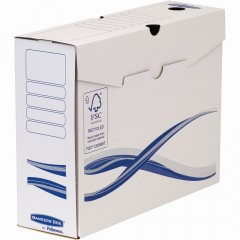 Archiváló doboz A4+, 100 mm, FELLOWES Bankers Box Basic, 25 db/csomag, kék-fehér