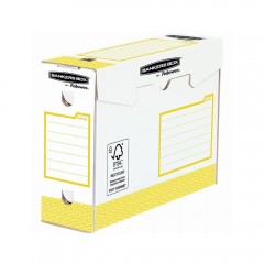 Archiváló doboz extra erős, A4+, 100 mm, FELLOWES Bankers Box Basic, 20 db/csomag, sárga- fehér