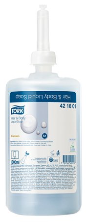 Folyékony szappan, 1 l, S1 rendszer, TORK "Premium Soap Liquid Hair&Body"
