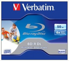 VERBATIM BD-R BluRay lemez, kétrétegű, nyomtatható, 50GB, 6x, normál tok