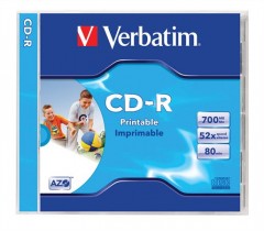 VERBATIM CD-R lemez, nyomtatható, matt, ID, AZO, 700MB, 52x, normál tok
